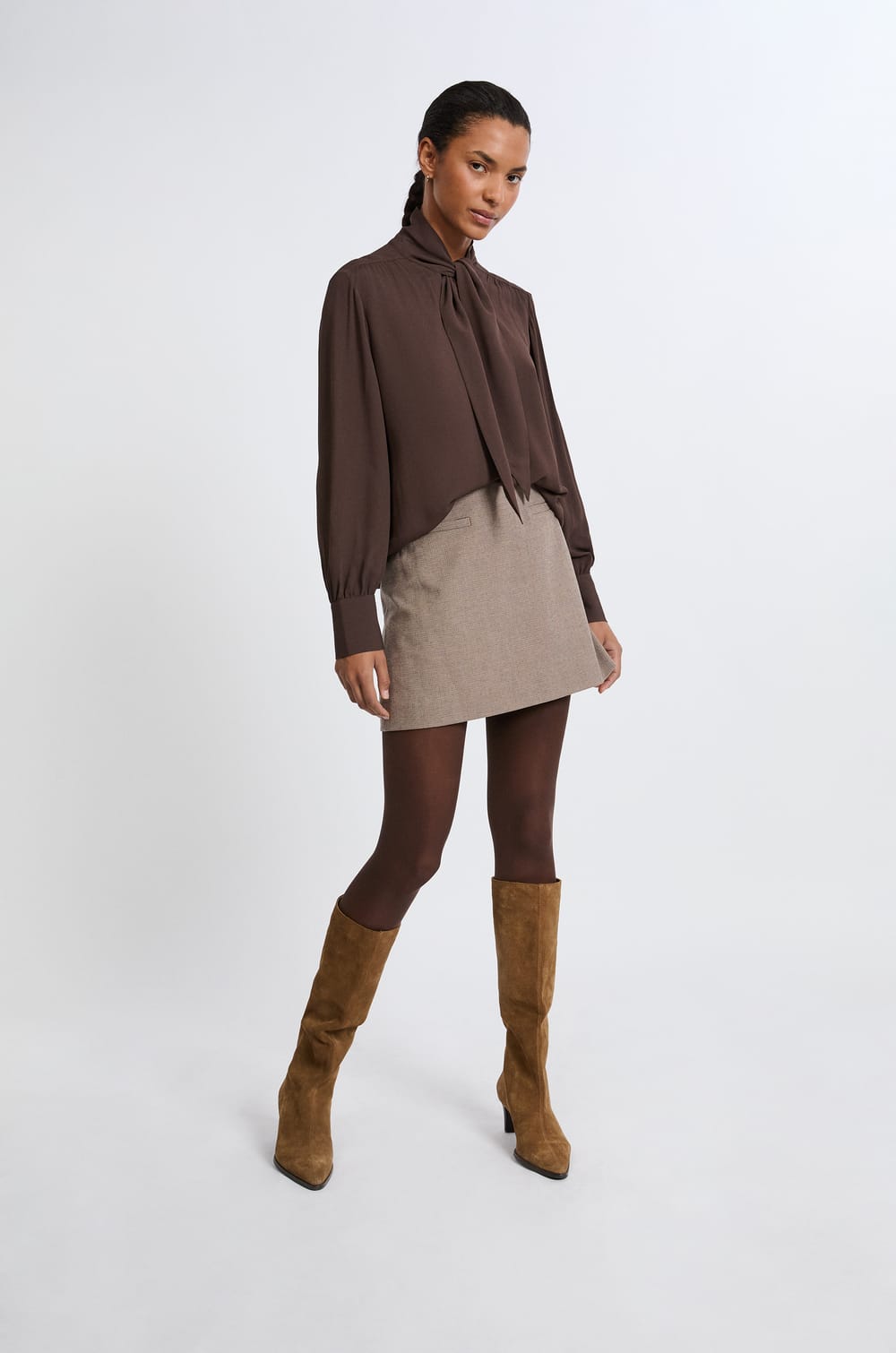 Front-Tie Blouse;${refinementColor}