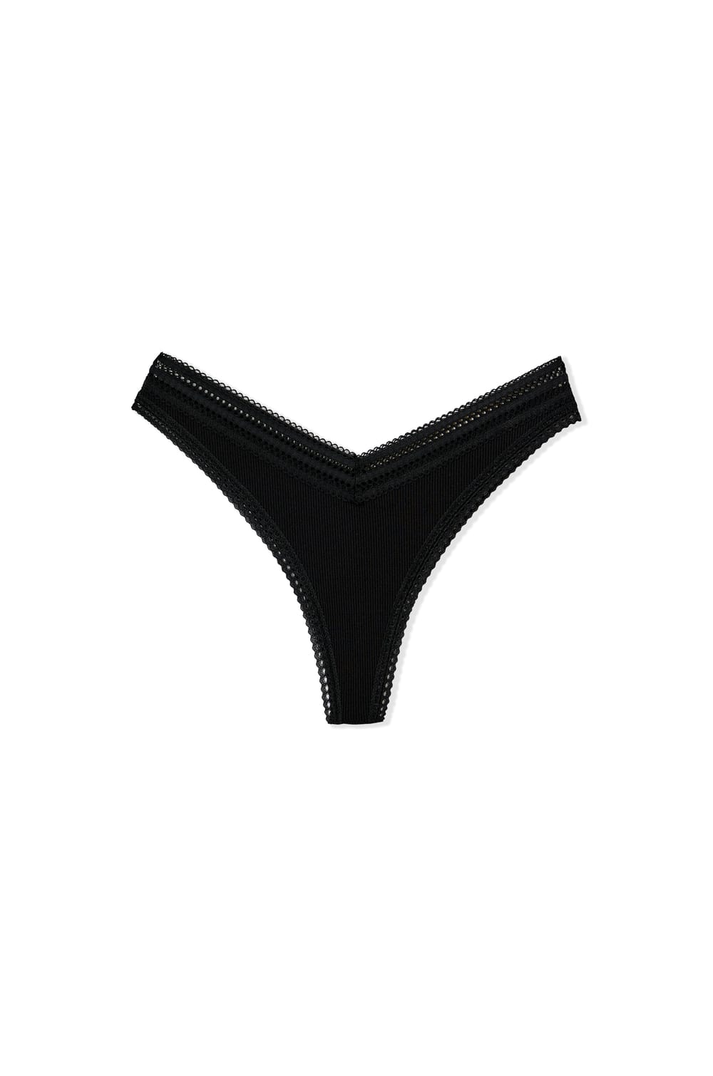V-shape Tanga in Microfibre and Lace;${refinementColor}