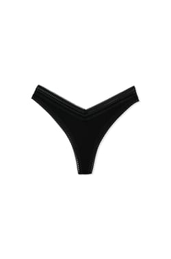 V-shape Tanga in Microfibre and Lace;${refinementColor}