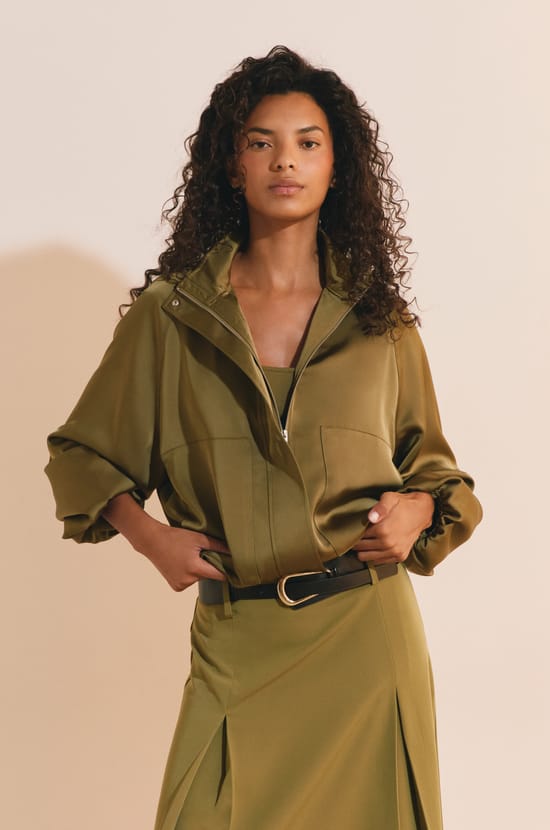 Veste courte satin&eacute;e;${refinementColor}