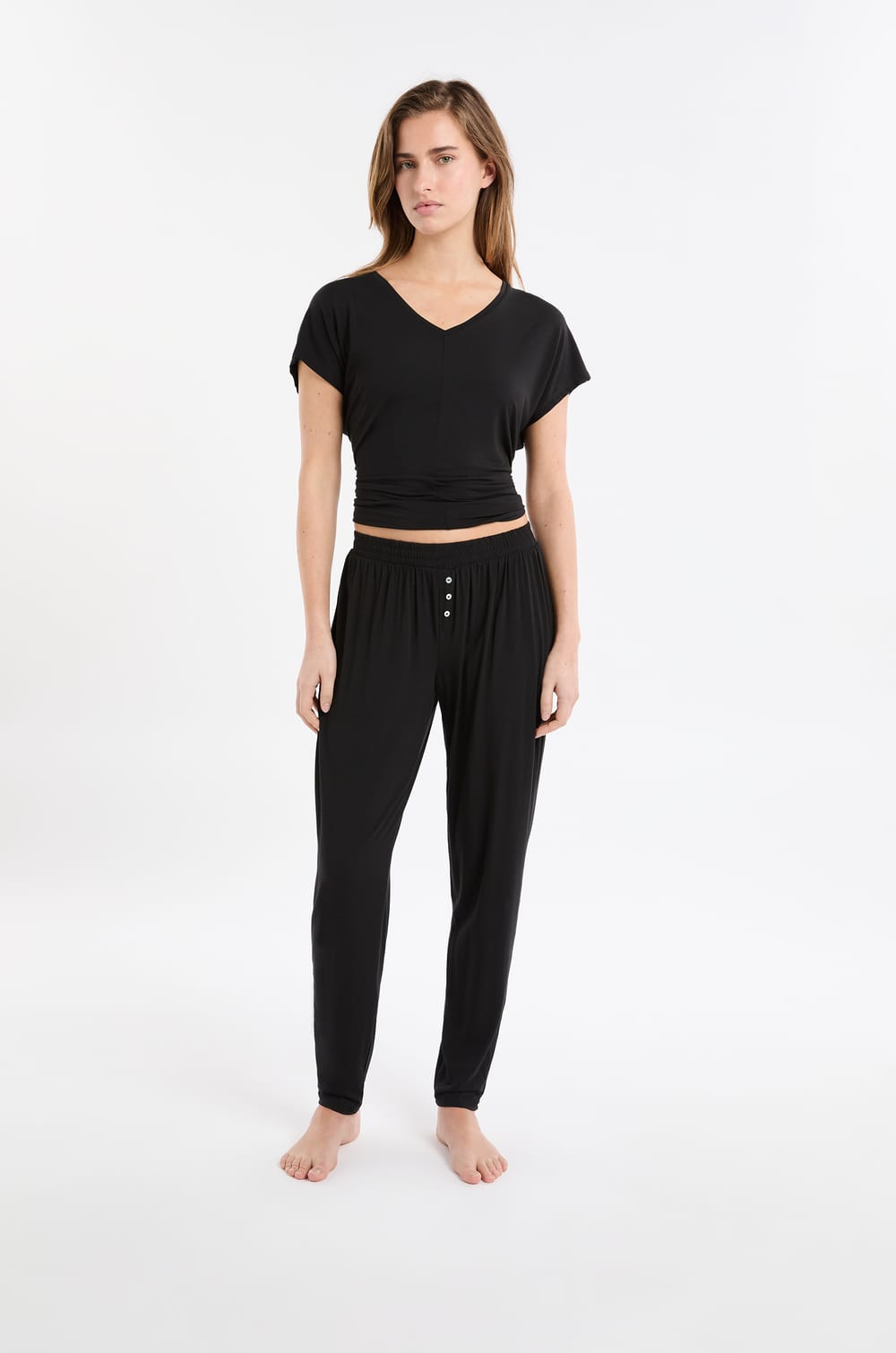 Pantal&oacute;n de pijama liso de modal;${refinementColor}