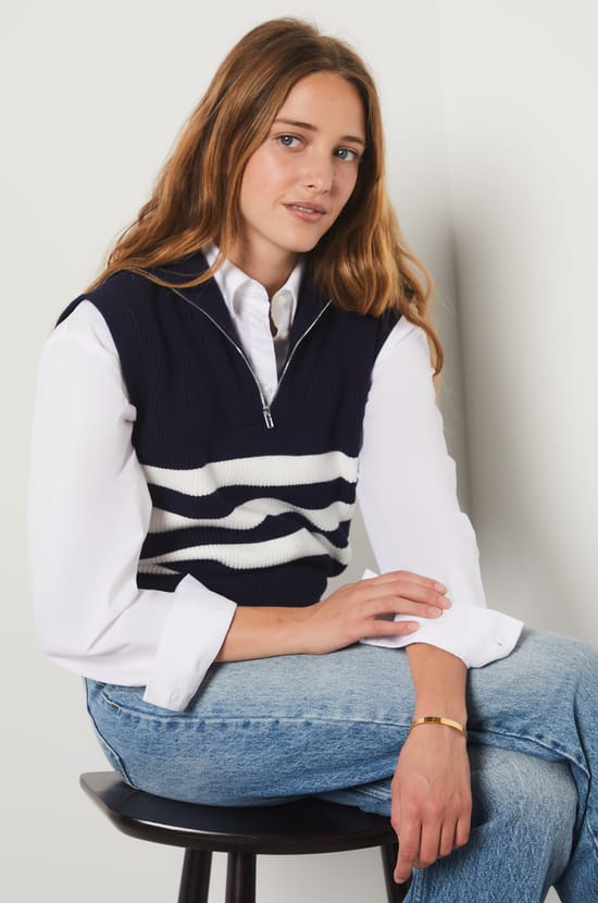 Sleeveless Breton Sweater;${refinementColor}