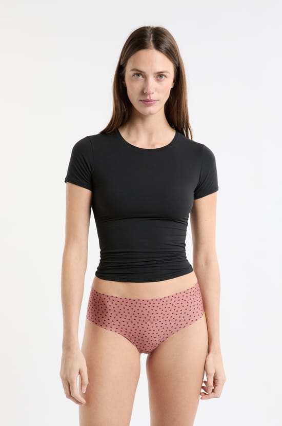 Hipster en microfibre sans couture à motifs coeurs;${refinementColor}