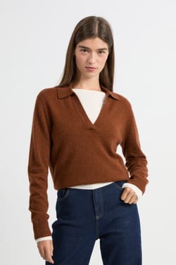 Pull col polo en cachemire;${refinementColor}