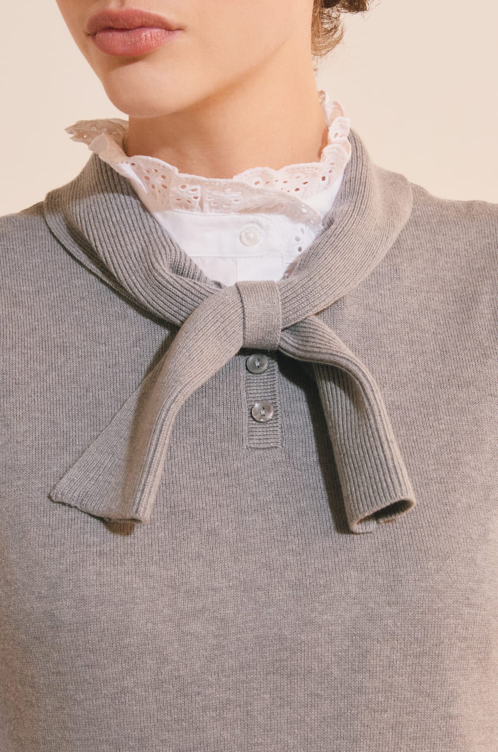 Pull sans manches avec lien &agrave; nouer en coton;${refinementColor}