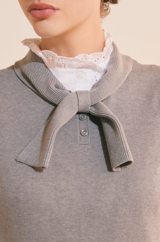 Pull sans manches avec lien &agrave; nouer en coton;${refinementColor}
