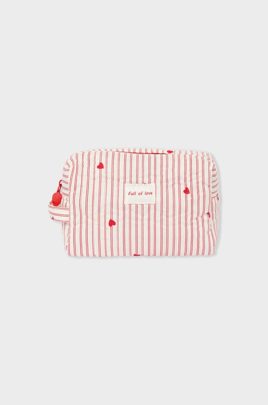 Neceser estampado con motivos de corazones y algod&oacute;n;${refinementColor}