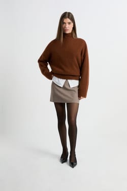 High Neck Cashmere Sweater;${refinementColor}