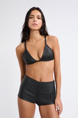 Leather Triangle Bra;${refinementColor}
