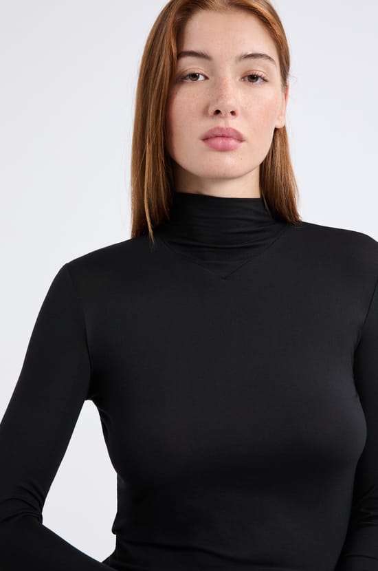 Top col roulé manches longues maille thermique;${refinementColor}