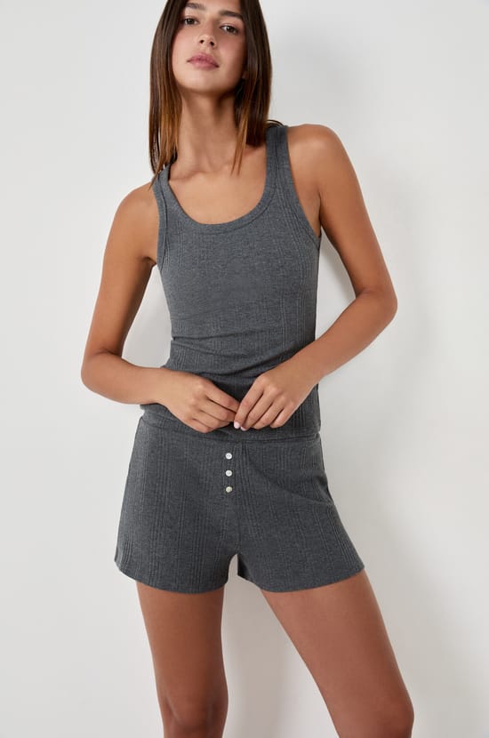 Short de pyjama en coton côtelé coupe droite;${refinementColor}