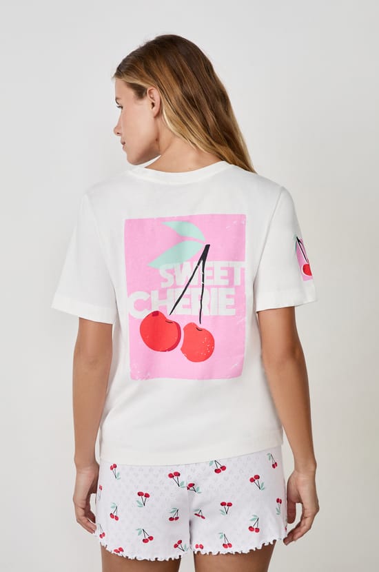 Short-sleeved cotton T-shirt "Sweet Cherie;${refinementColor}