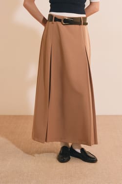 Jupe midi &agrave; pinces;${refinementColor}
