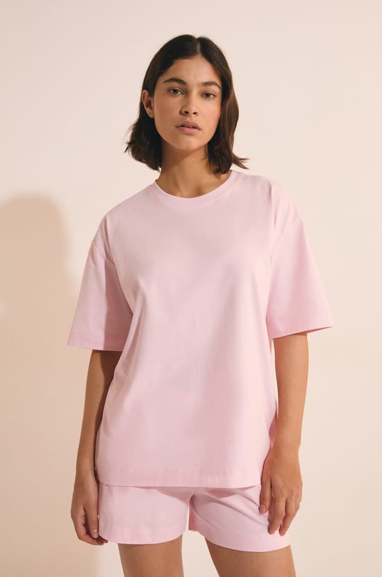 T-shirt de pyjama manches courtes en coton;${refinementColor}