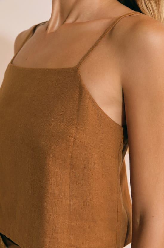 Top sans manches avec lin;${refinementColor}