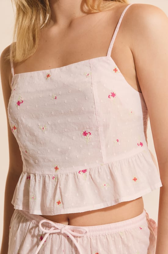 Top de pyjama avec un motif fleur;${refinementColor}