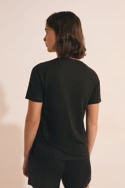 Short-sleeved T-shirt 100% linen;${refinementColor}