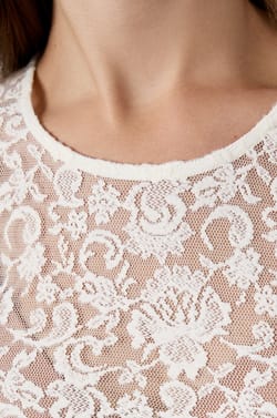 Camiseta de encaje transparente;${refinementColor}