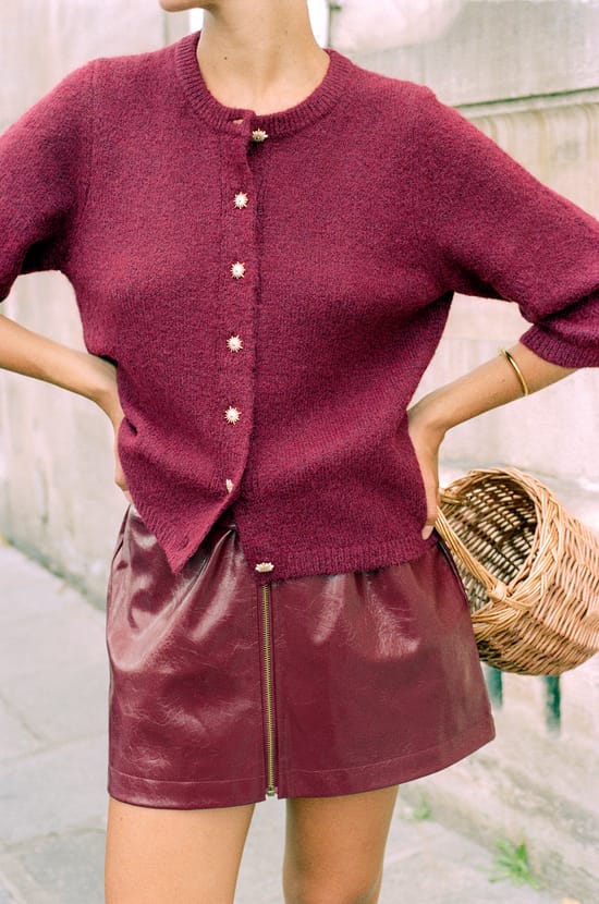 Pull cardigan avec laine;${refinementColor}