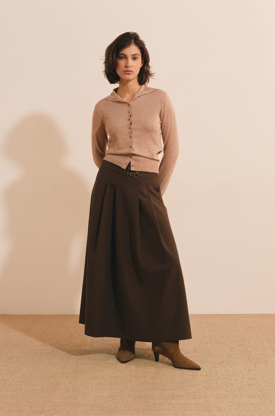 Cardigan &agrave; col montant avec laine;${refinementColor}