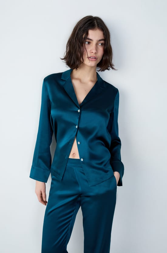 Pantalon de pyjama en soie;${refinementColor}