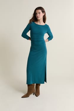 Long Dress with Boat Neckline;${refinementColor}