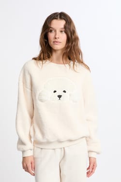 Sweatshirt avec motif chien effet polaire;${refinementColor}
