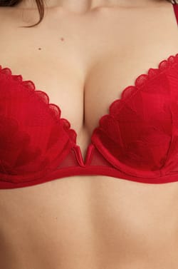 Bra N.2 - Plunge Push-up with Heart Embroidery;${refinementColor}