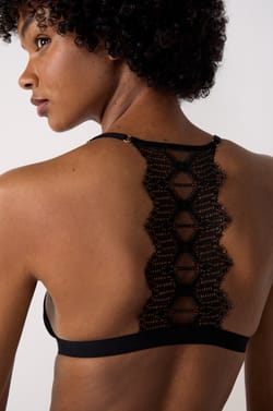 Wireless Triangle Bra in Tulle with Lace Back;${refinementColor}