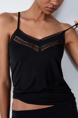 Camisole with Thin Straps Lace Neckline;${refinementColor}