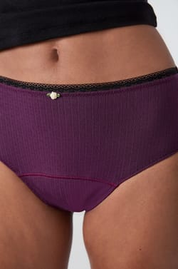 Flujo medio - Braguita menstrual de cintura alta Pointelle;${refinementColor}