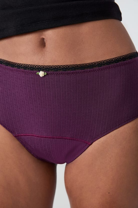 Flux moyen - Culotte de règles taille haute pointelle;${refinementColor}