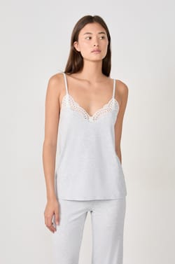 Caraco en modal décolleté dentelle;${refinementColor}