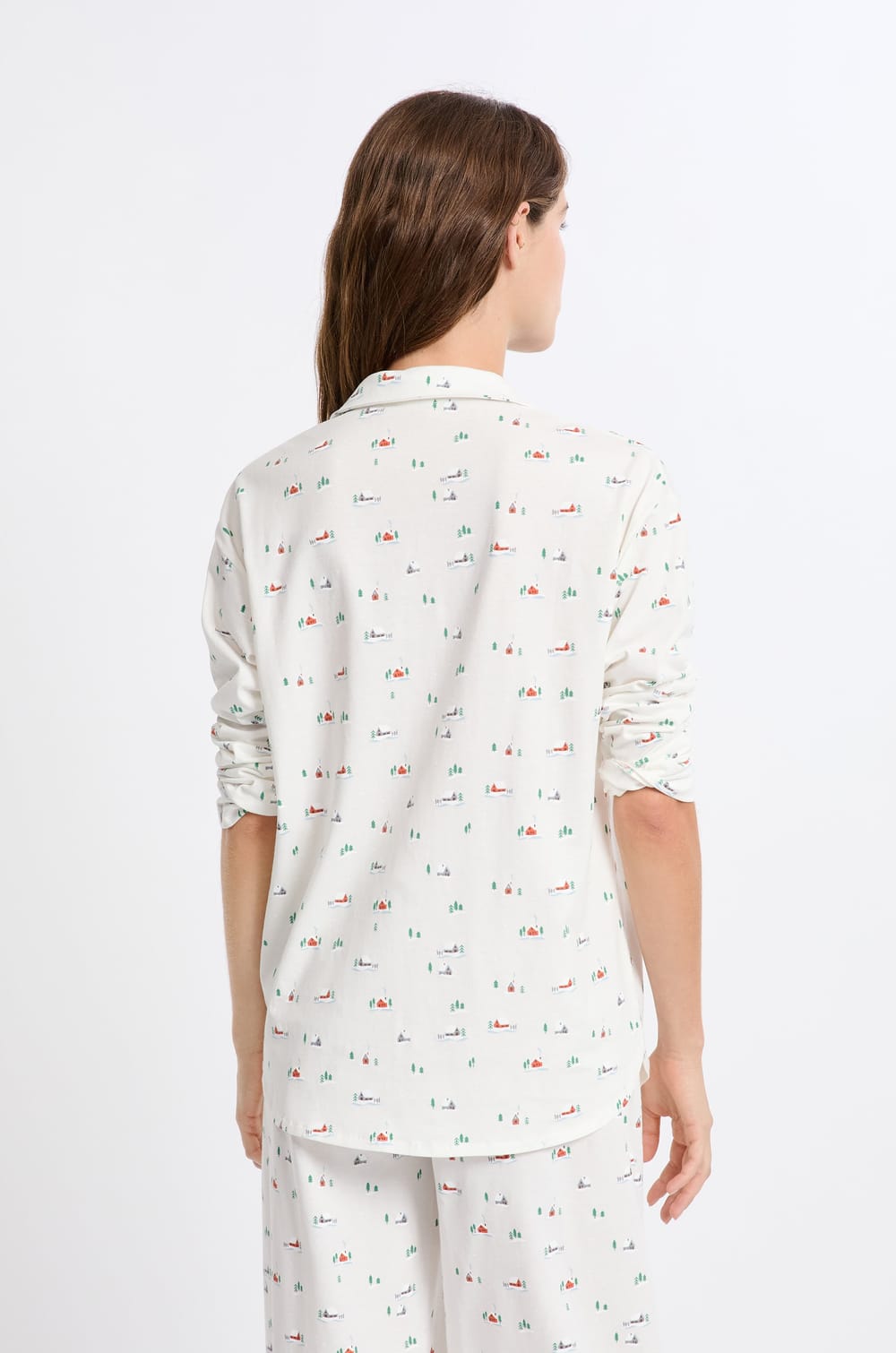 Patterned Cotton Pyjama Shirt;${refinementColor}