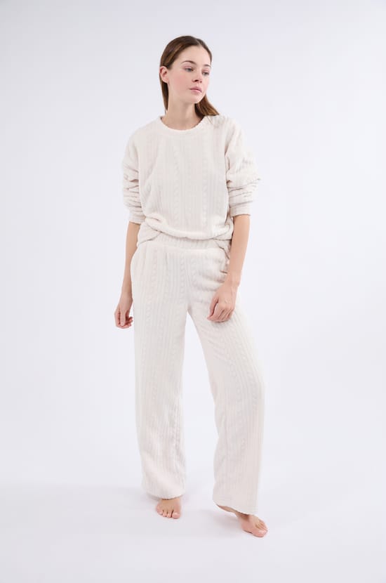 Pantalon de pyjama effet velours;${refinementColor}