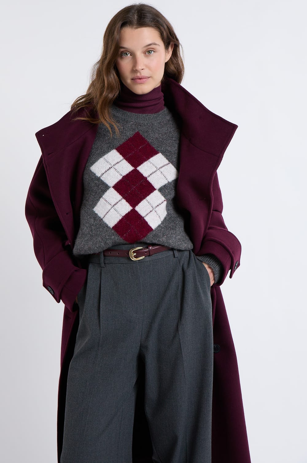 Pull col rond à motifs;${refinementColor}