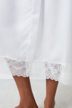 Long Satin Robe with Lace Details;${refinementColor}