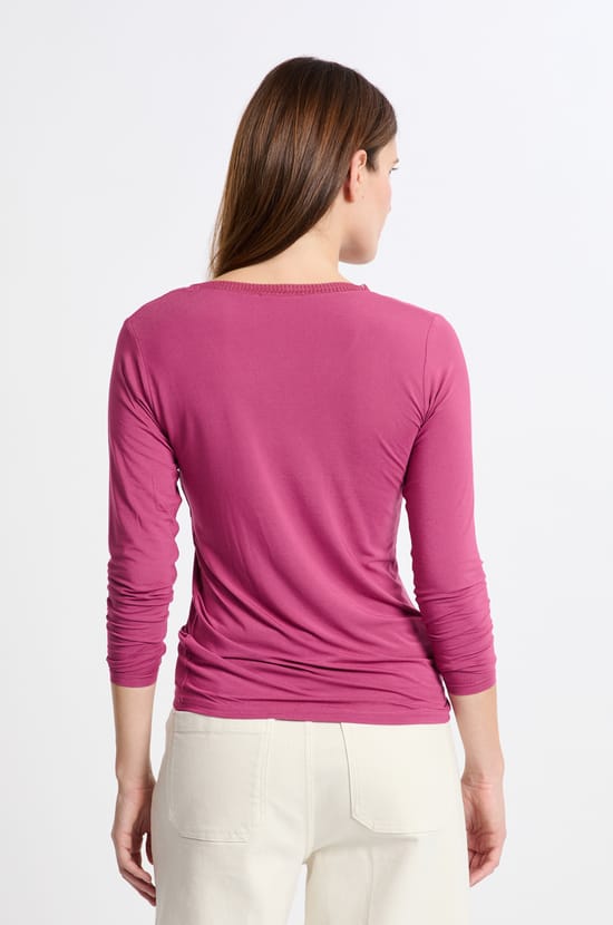 T-shirt col V maille thermique;${refinementColor}