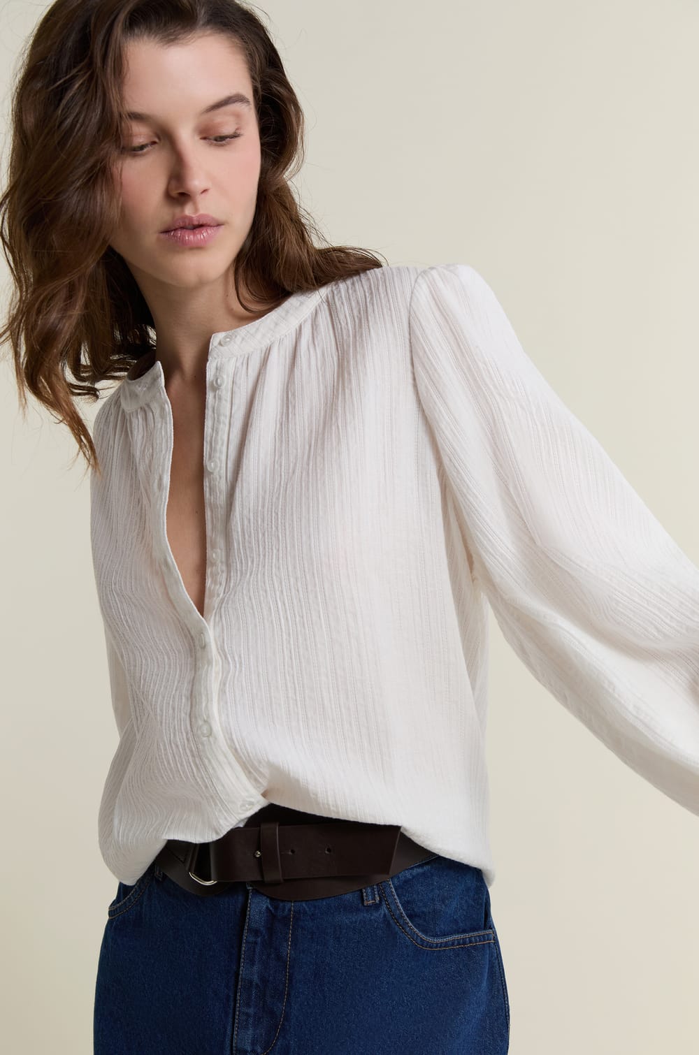 Textured Cotton Shirt;${refinementColor}