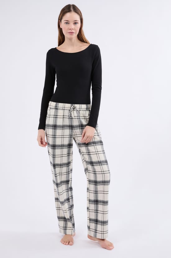 Pantalon de pyjama à carreaux en coton;${refinementColor}