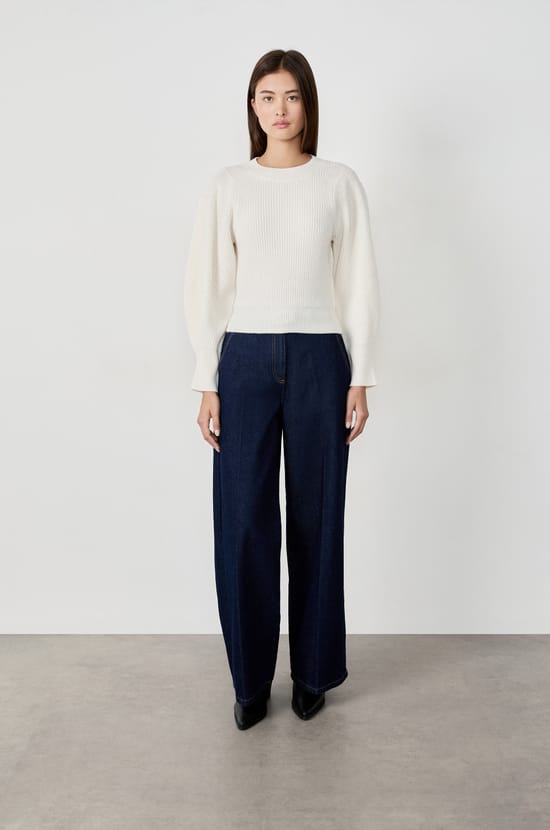 Puff Sleeve Sweater;${refinementColor}