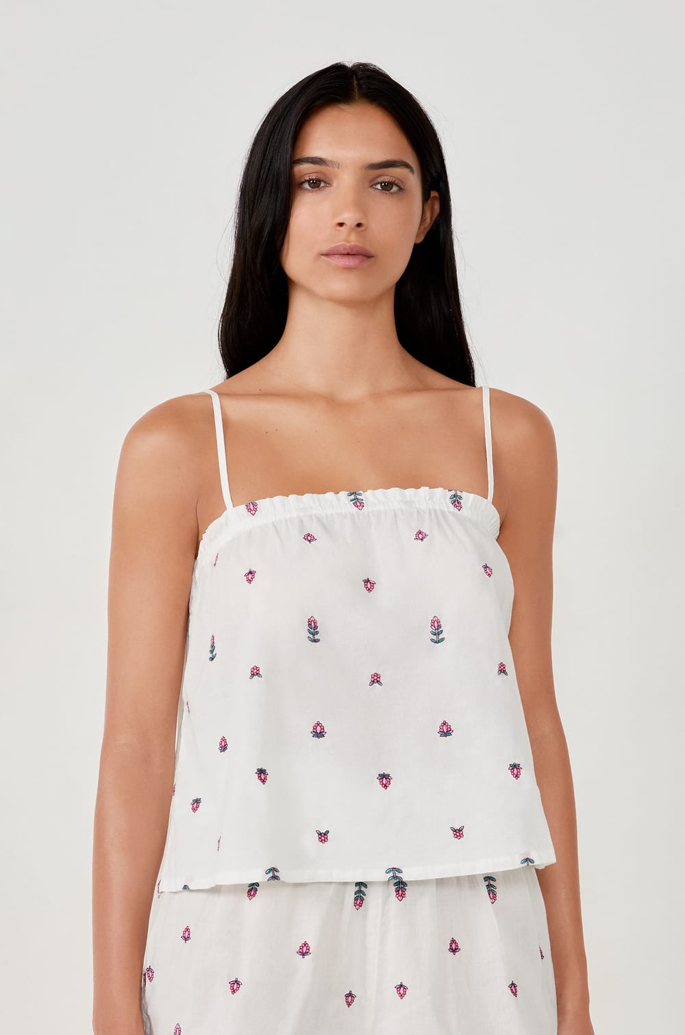 Top de pyjama à imprimés en coton;${refinementColor}