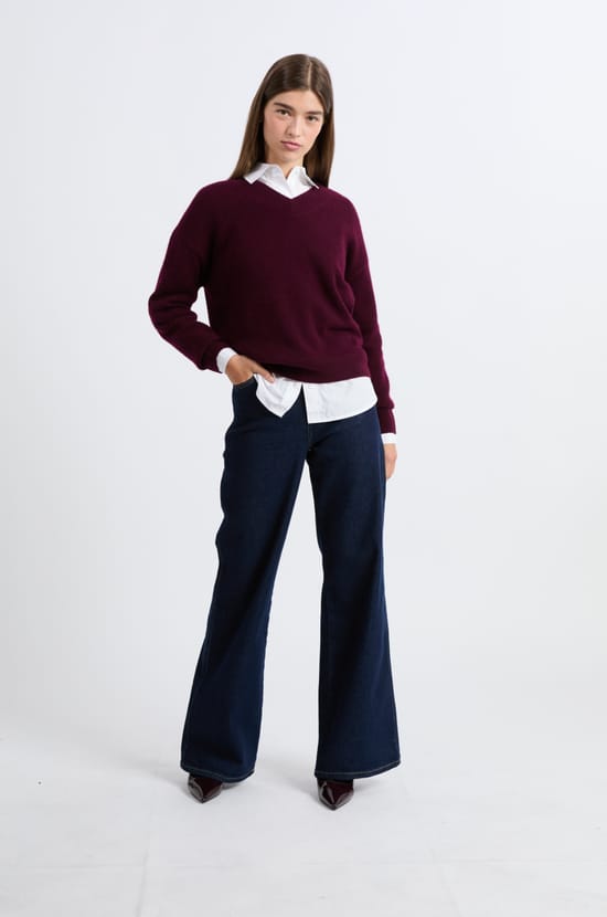 Pull col V en cachemire;${refinementColor}
