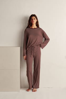 Pantalon de pyjama &agrave; rayures avec cordon de serrage;${refinementColor}