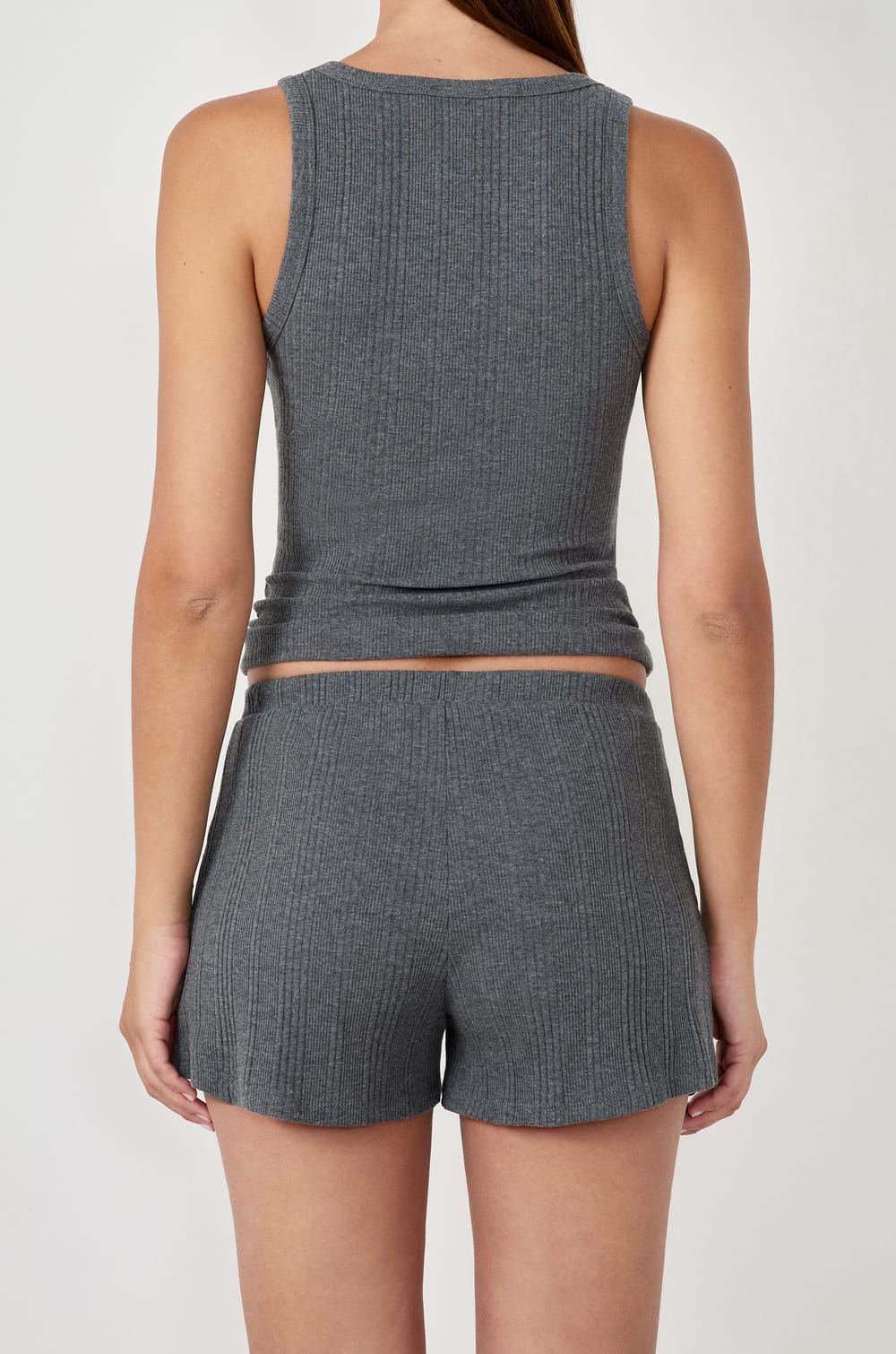 Straight-cut ribbed cotton pyjama shorts;${refinementColor}