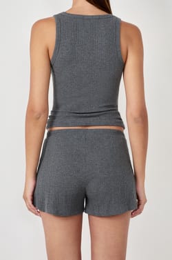 Straight-cut ribbed cotton pyjama shorts;${refinementColor}