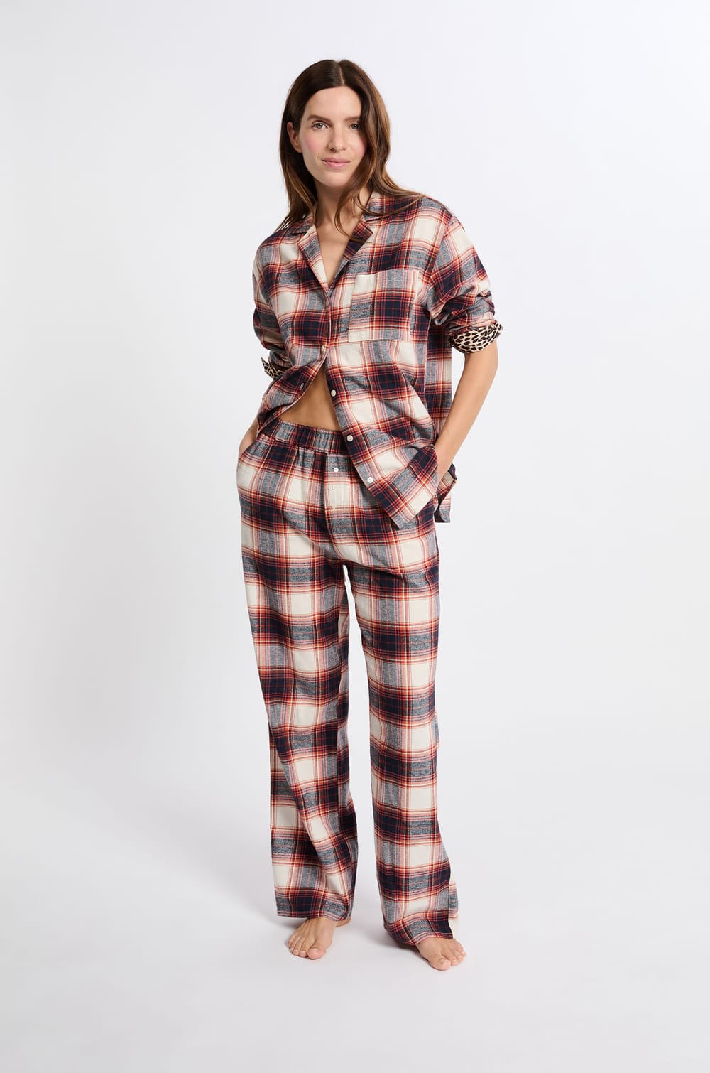 Karierte Pyjama-Hose;${refinementColor}