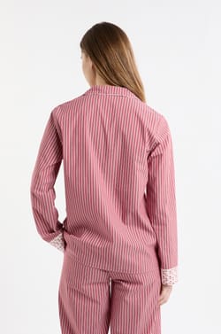 Camisa de pijama a rayas de algod&oacute;n estampada con motivos mocktail;${refinementColor}