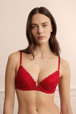 Bra N.2 - Plunge Push-up with Heart Embroidery;${refinementColor}