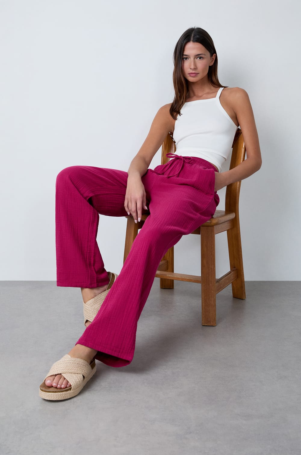 Pantalón de algodón nido de abeja;${refinementColor}